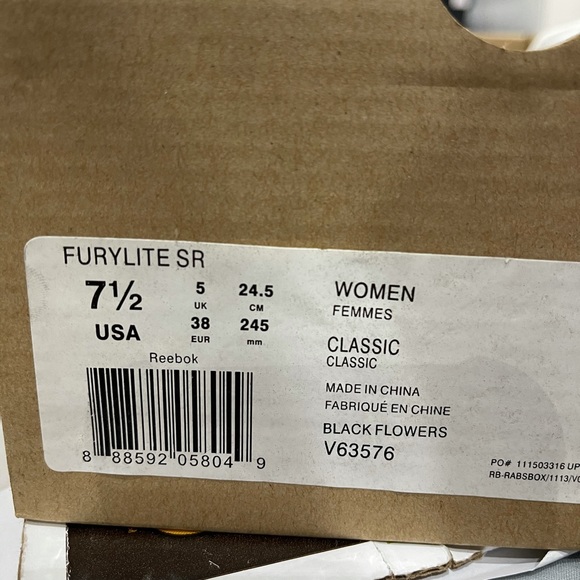 New REEBOK FURYLITE  SR BLACK FLOWERS WOMANS RUNER - Picture 3 of 4